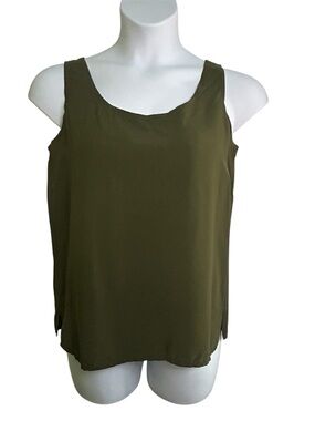 Gregge Petite Vintage Tank Top Sleeveless Blouse Camisole Olive Green Sz Medium